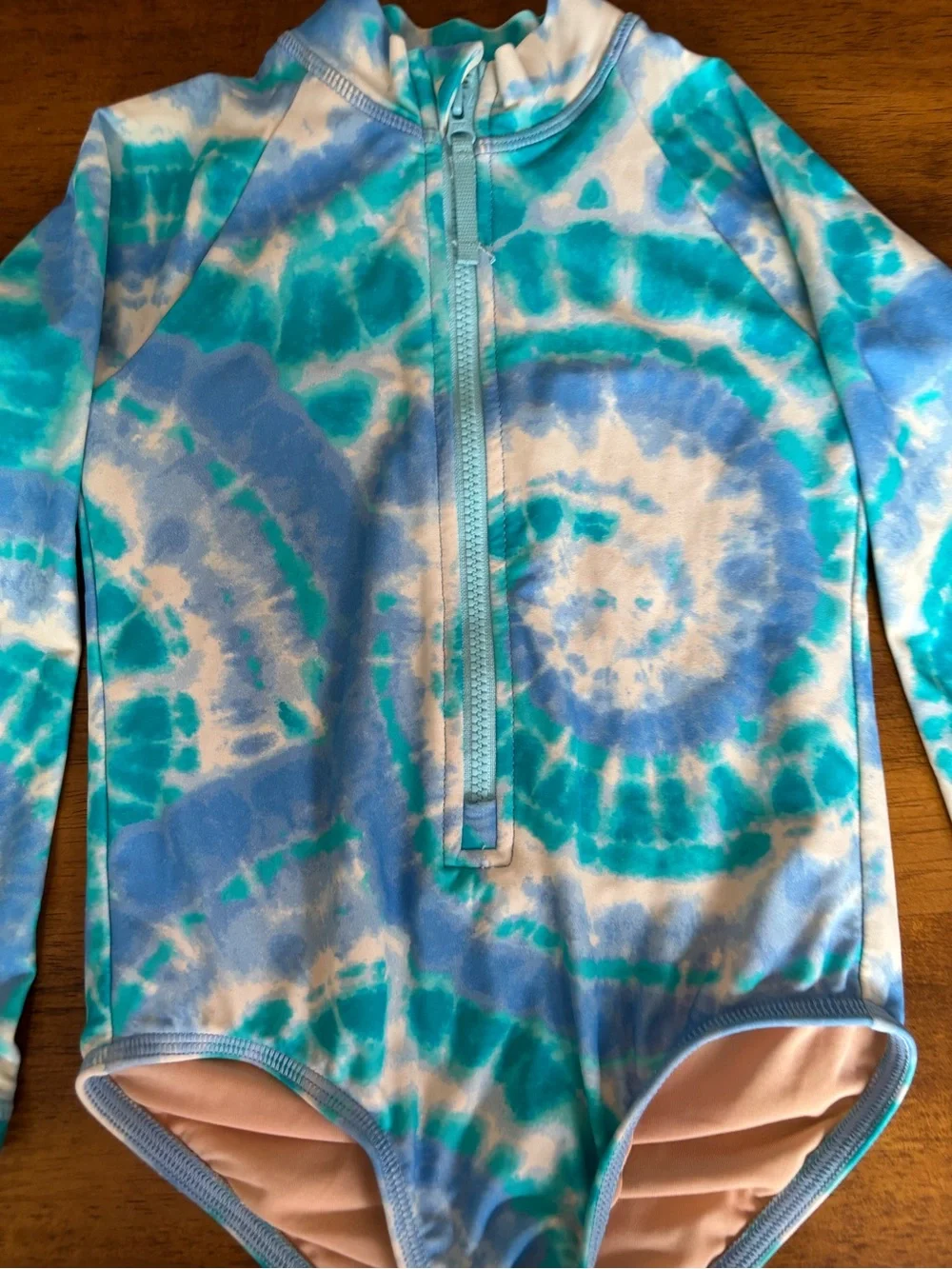 Crewcuts toddler girls Long-Sleeve Zip Front One-Piece Swimsuit Rashguard 3 yrs